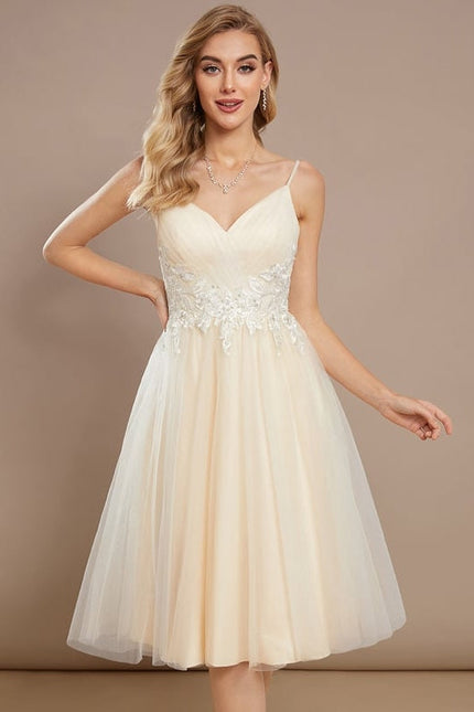 Robe Dentelle Tulle Paillettes Ivoire - gallery 1