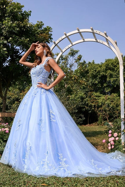 Robe Dentelle Bal Bleu Pastel - gallery 2