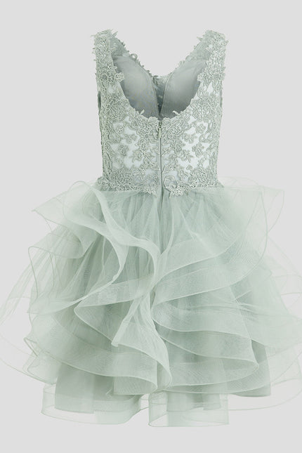 Robe Dentelle Tulle Vert Émeraude - gallery 9