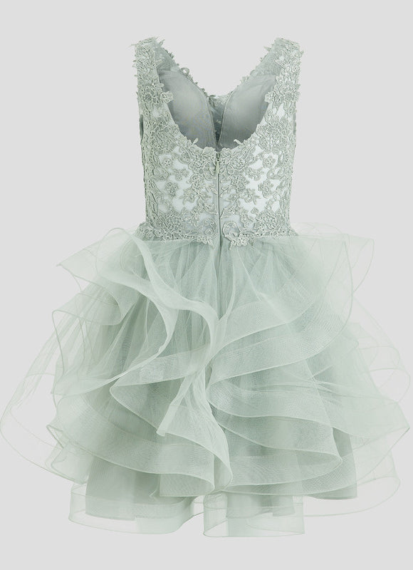 Robe Dentelle Tulle Vert Émeraude - gallery 9