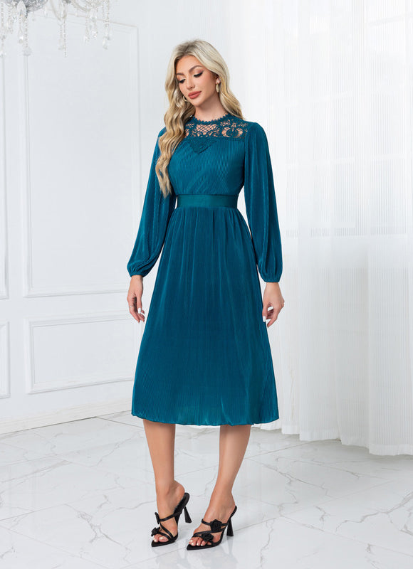 Robe Dentelle Midi Plissée Chic - gallery 4