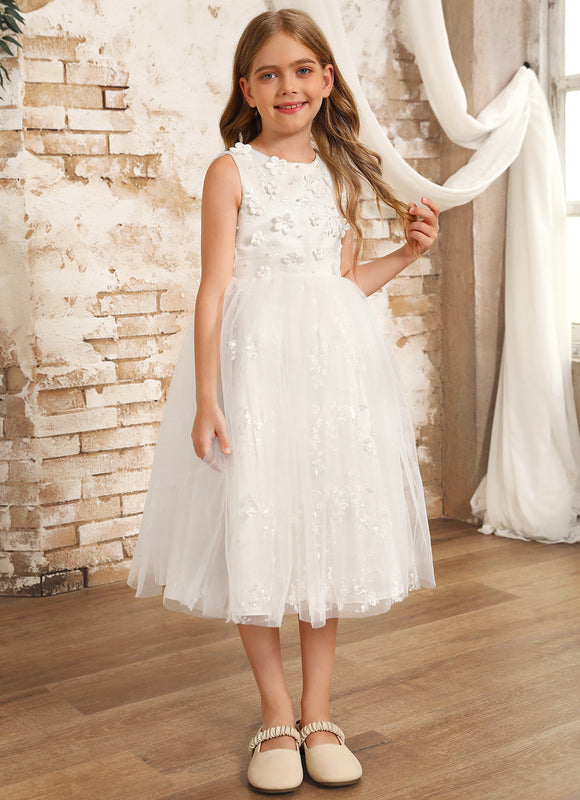 Robe Dentelle Fille Tulle Floral - gallery 9