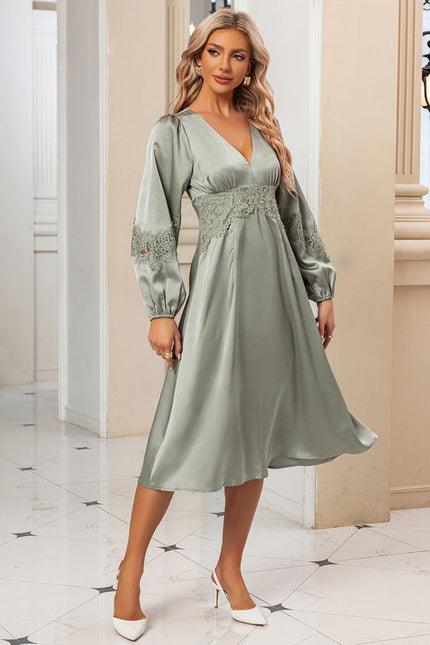 Robe Vert Sauge Dentelle - gallery 2
