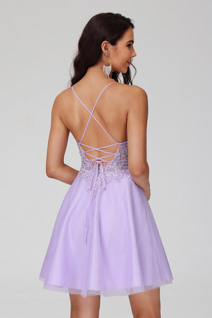Robe Dentelle Tulle Lilas - gallery 1