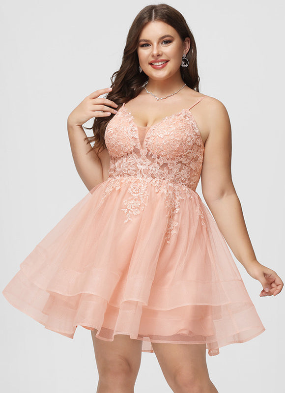 Robe Dentelle Courte Tulle Floral - gallery 5