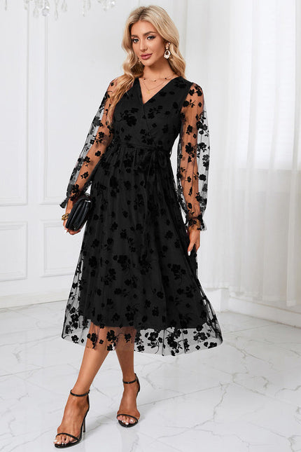 Robe Dentelle Tulle Floral Élégante - gallery 4