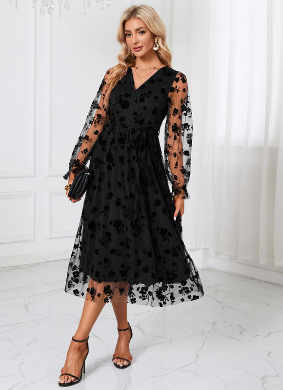 Robe Dentelle Tulle Floral Élégante - gallery 4