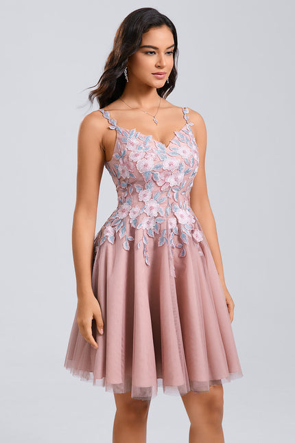 Robe Dentelle Courte Tulle Floral - gallery 4