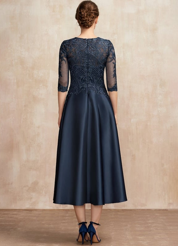 Robe De Soirée Col Bateau Dentelle - gallery 5