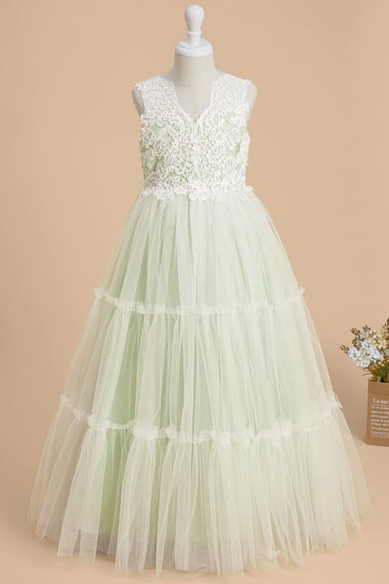 Robe Dentelle Fille Tulle Vert