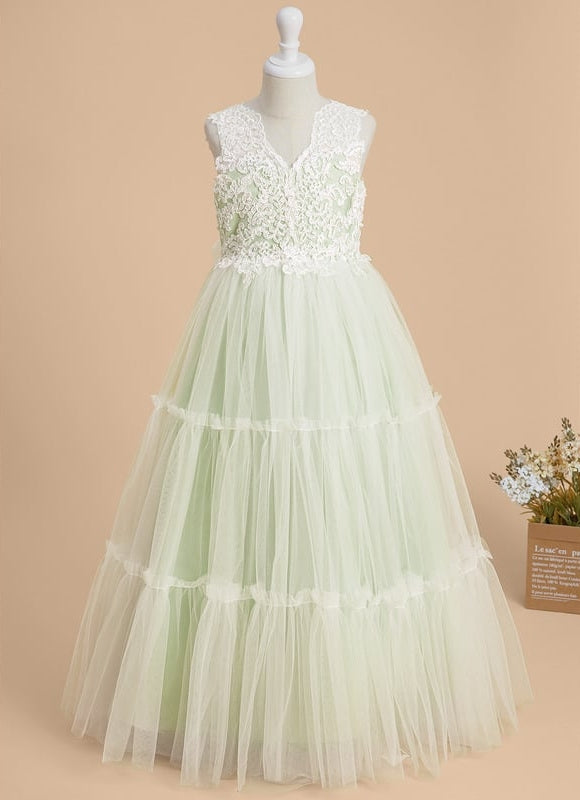 Robe Dentelle Fille Tulle Vert