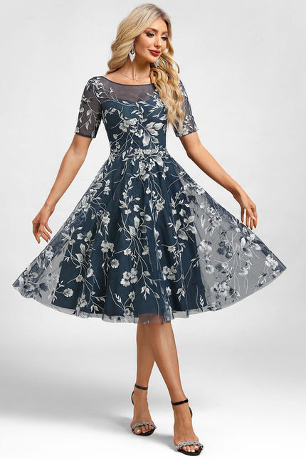 Robe Dentelle Florale Marine - gallery 3