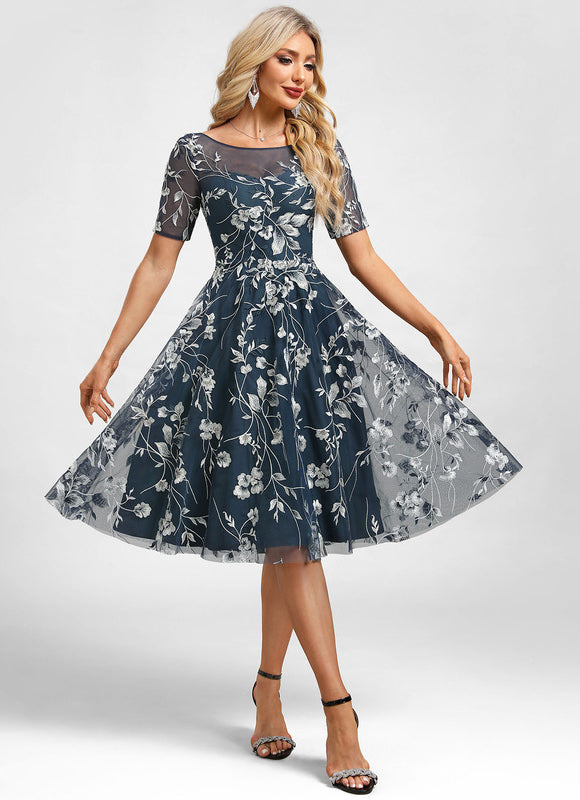 Robe Dentelle Florale Marine - gallery 3