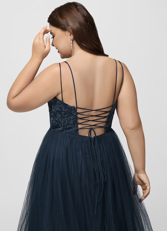 Robe Dentelle Asymétrique Scintillante - gallery 8