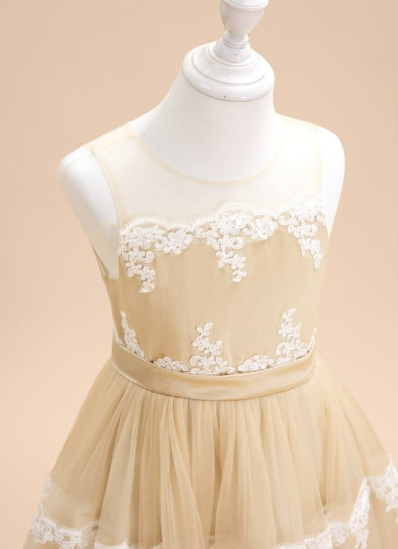 Robe Dentelle Dorée Délicate - gallery 8