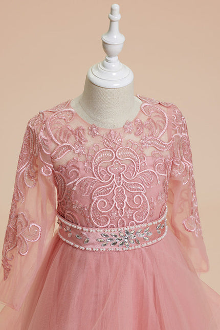 Robe Dentelle Volants Rose - gallery 2