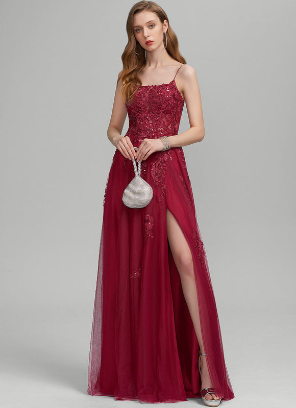 Robe Dentelle Longue Bordeaux Élégante