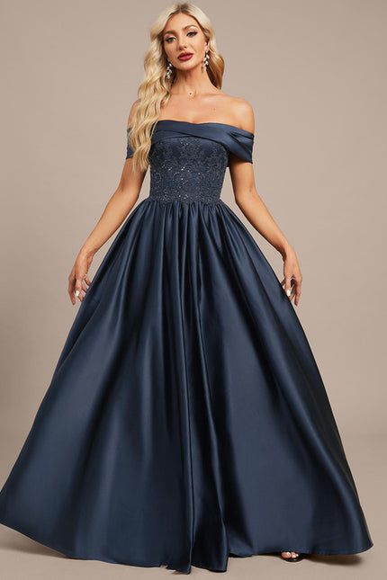 Robe Dentelle Satinée Évasée - gallery 2