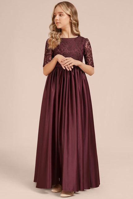 Robe Dentelle Satin Bordeaux - gallery 2