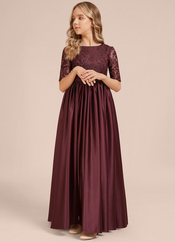 Robe Dentelle Satin Bordeaux - gallery 2