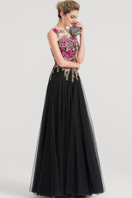 Robe Dentelle Tulle Noir Floral - gallery 2