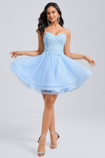 Robe Dentelle Tulle Bleu Pastel - gallery 4