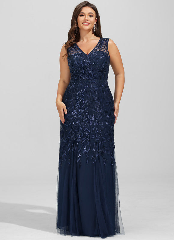 Robe Dentelle Marine Pailletée - gallery 6