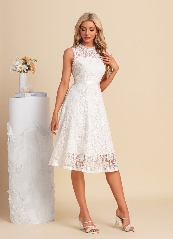 Robe Blanche Dentelle Romantique - gallery 3