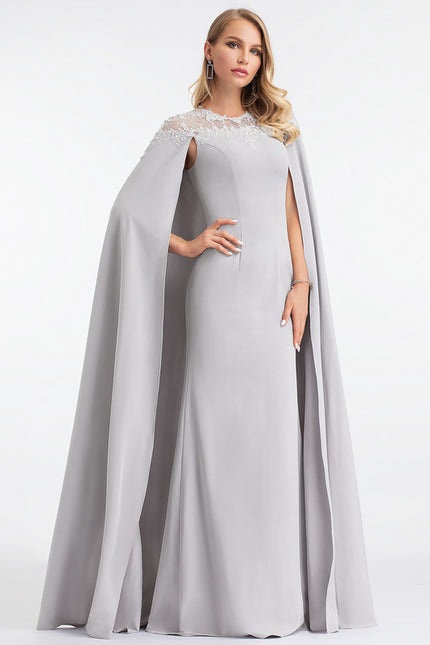 Robe Dentelle Grise Capée - gallery 1