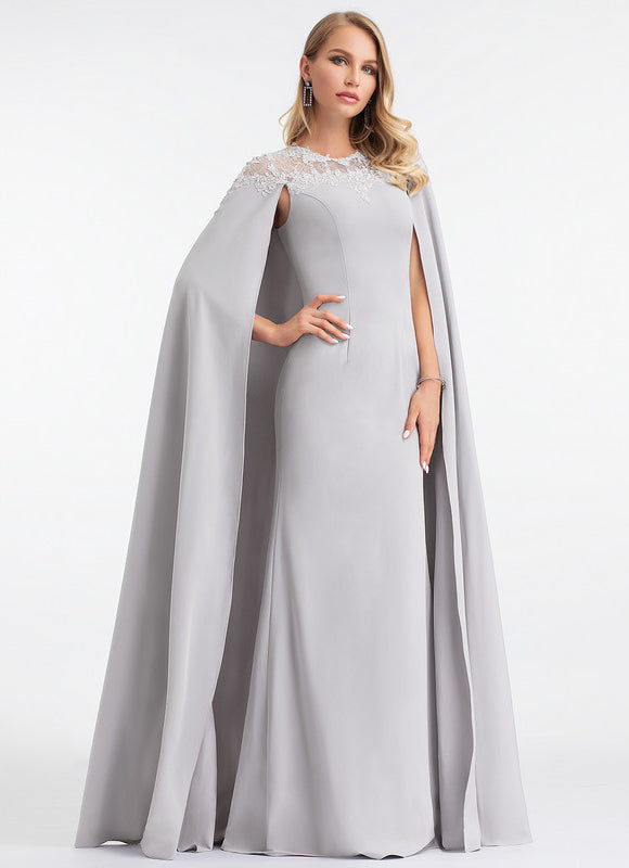 Robe Dentelle Grise Capée - gallery 1
