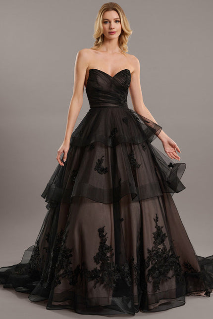 Robe Dentelle Tulle Noire Élégante - gallery 1