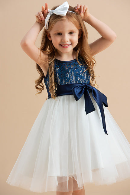 Robe Dentelle Enfant Marine