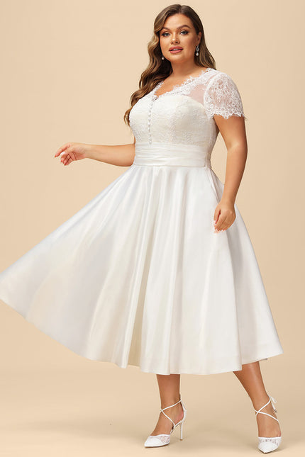 Robe Dentelle Satinée Écrue - gallery 5