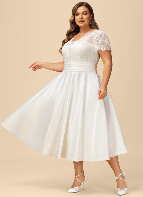 Robe Dentelle Satinée Écrue - gallery 5