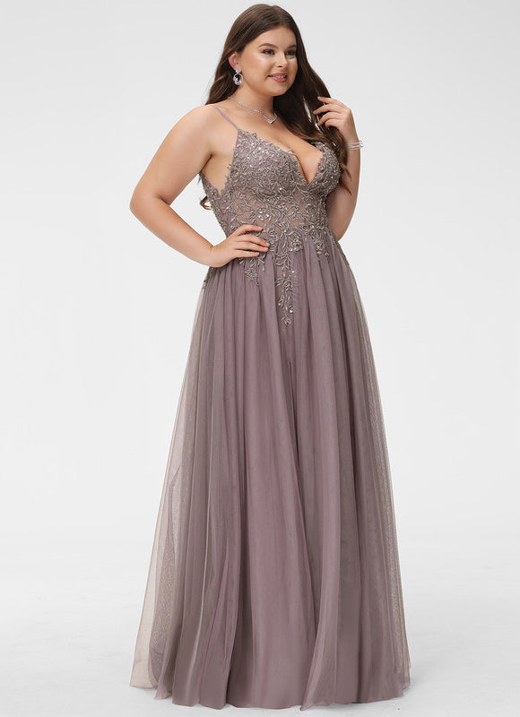 Robe Dentelle Longue Mauve Élégante - gallery 7