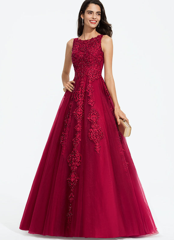 Robe Dentelle Rubis Ornée - gallery 1