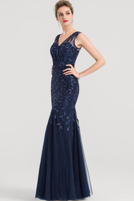 Robe Dentelle Marine Pailletée - gallery 5