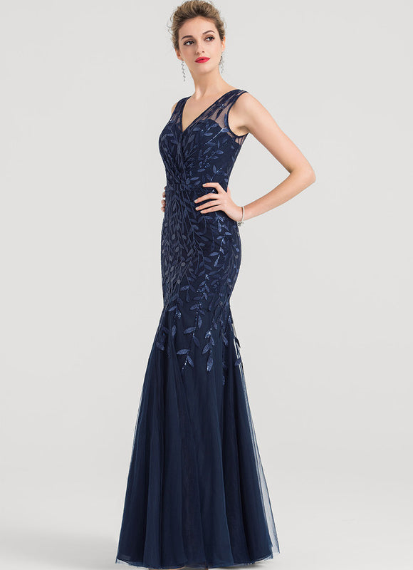 Robe Dentelle Marine Pailletée - gallery 5