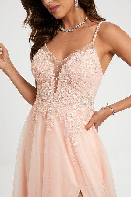 Robe Dentelle Élégante Rose - gallery 4