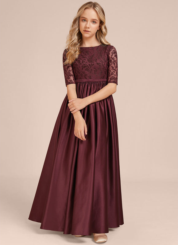 Robe Dentelle Satin Bordeaux