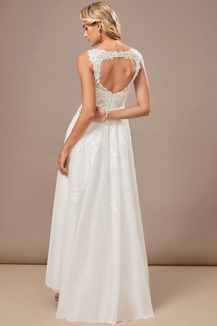 Robe Blanche Dentelle Asymétrique - gallery 7