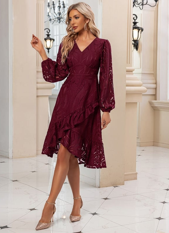 Robe Dentelle Marine Volants Chic - gallery 7