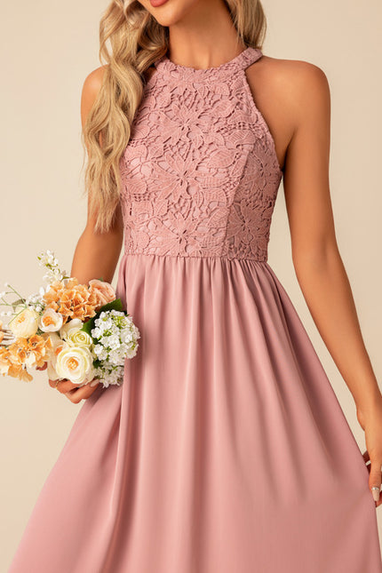 Robe Dentelle Midi Rose Chic - gallery 4