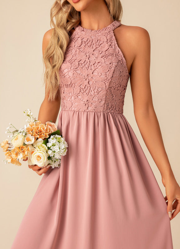 Robe Dentelle Midi Rose Chic - gallery 4
