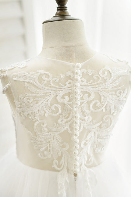 Robe Dentelle Évasée Blanche - gallery 4