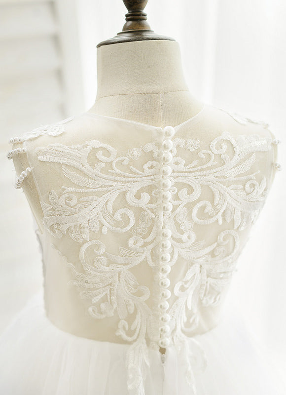 Robe Dentelle Évasée Blanche - gallery 4
