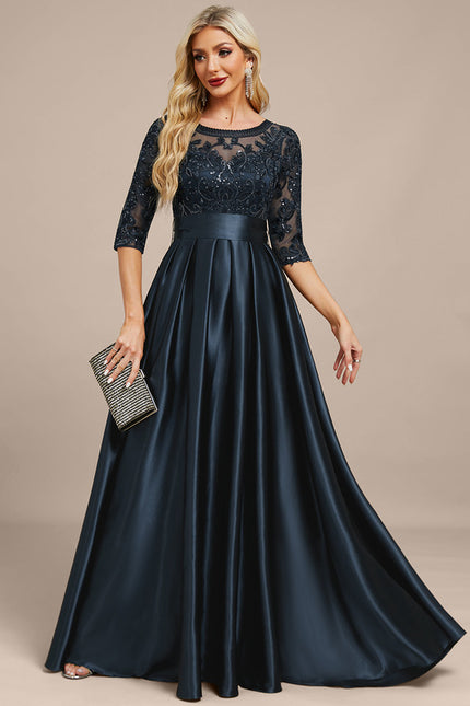 Robe Dentelle Élégante Satinée - gallery 5