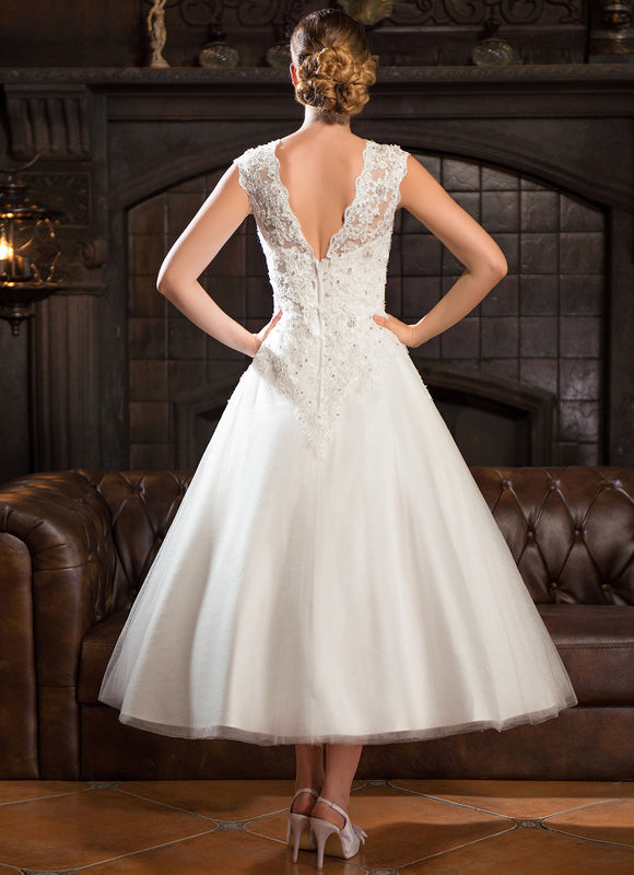Robe Dentelle Princesse Tulle Étoilé - gallery 5