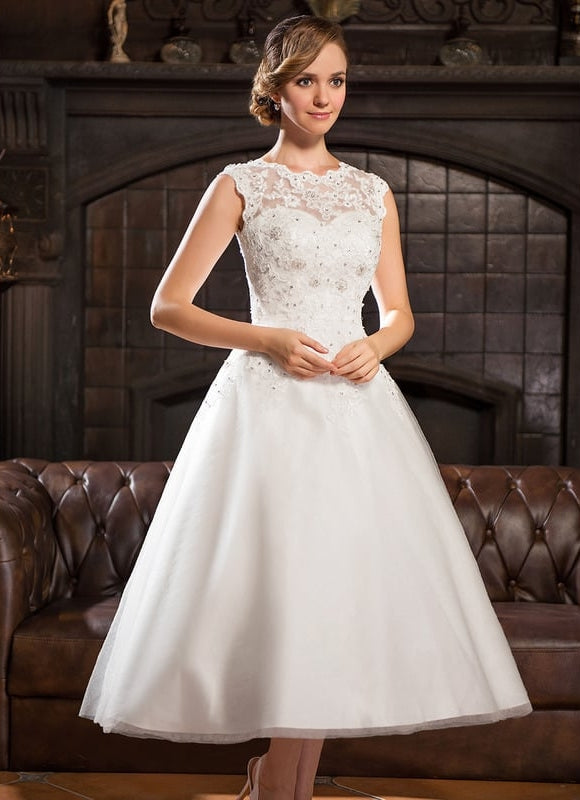 Robe Dentelle Princesse Tulle Étoilé - gallery 2