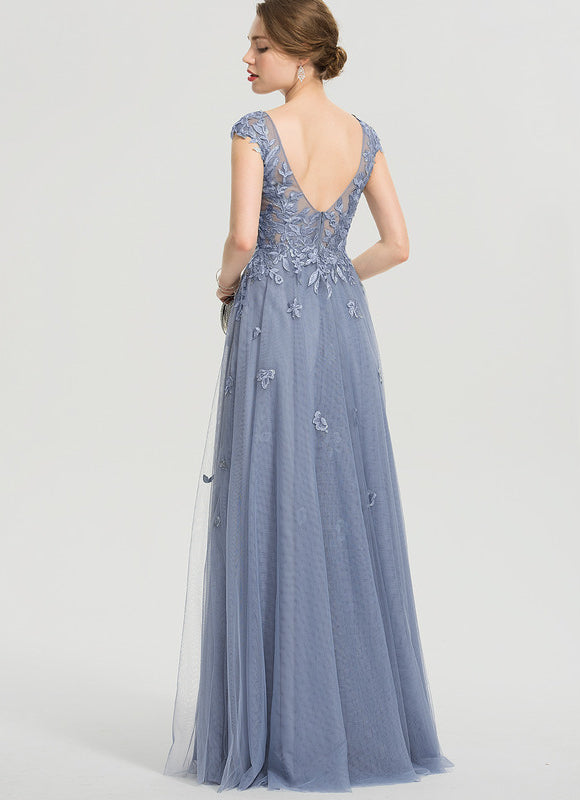 Robe Dentelle Grise Élégante - gallery 1